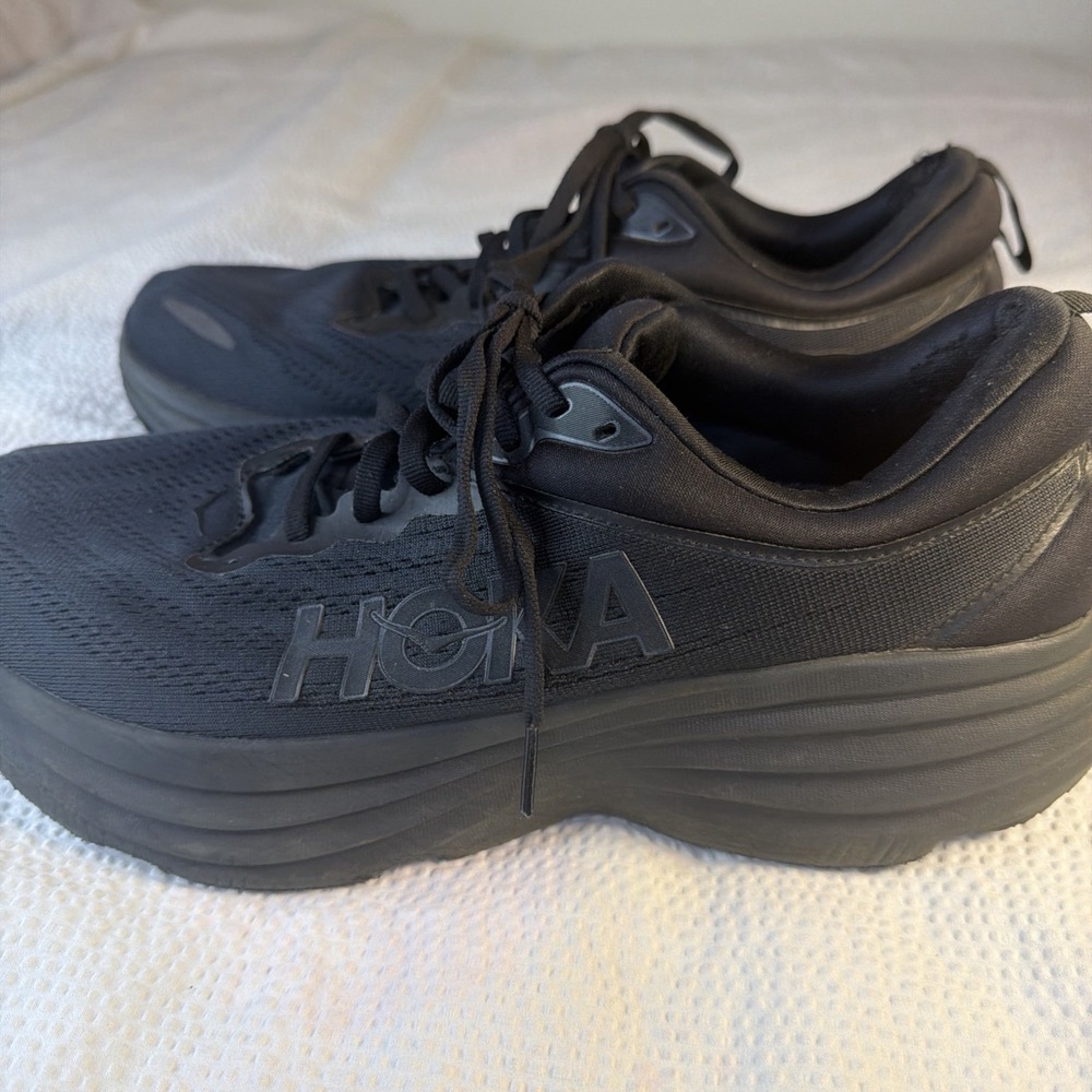 Hoka One One Bondi 8 Triple Black Comfort Running Shoes Mens US 11.